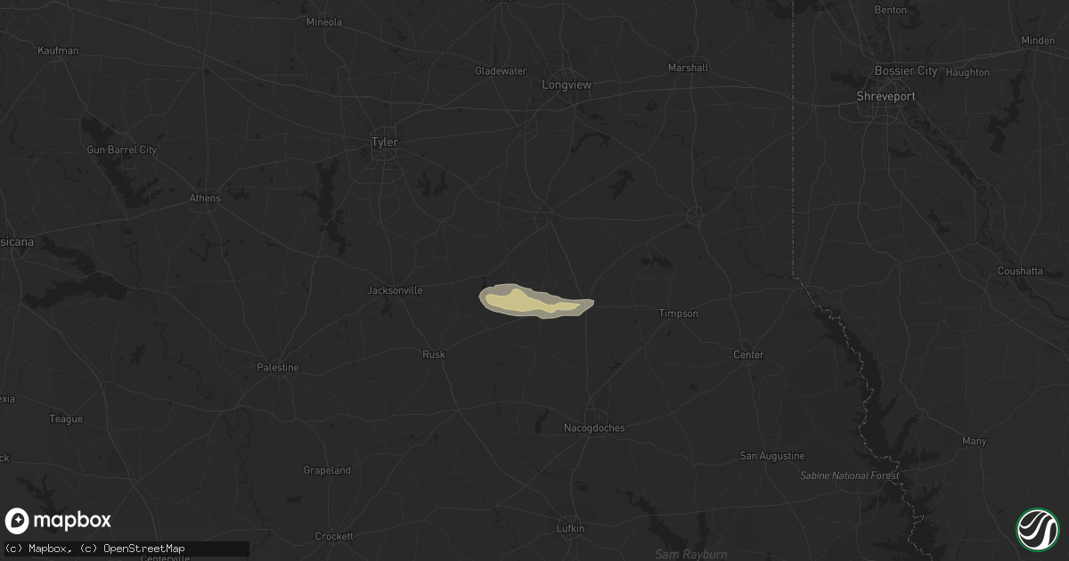 Hail map in Laneville, TX on March 9, 2023