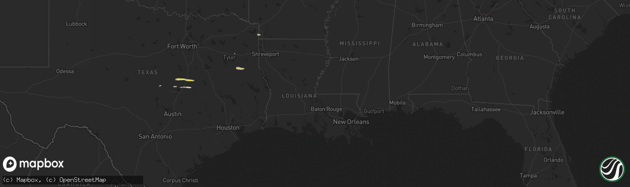 Hail map in Louisiana on March 9, 2023