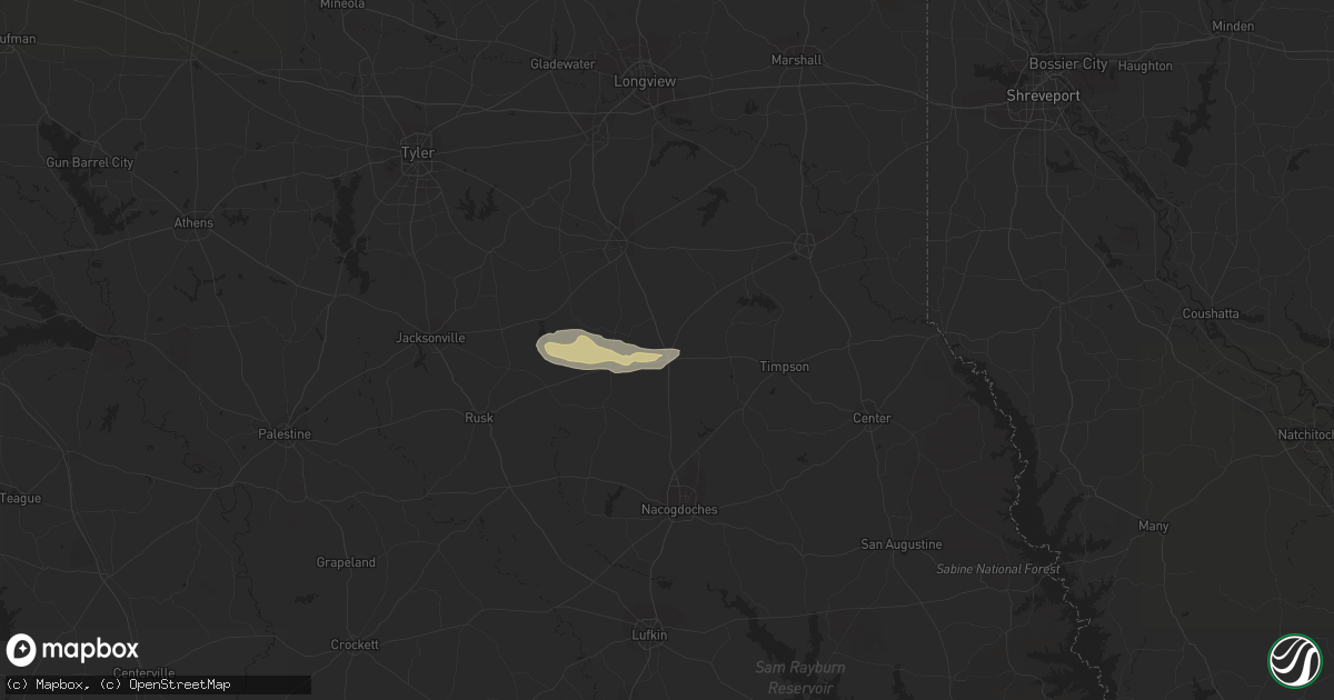 Hail map in Mount Enterprise, TX on March 9, 2023