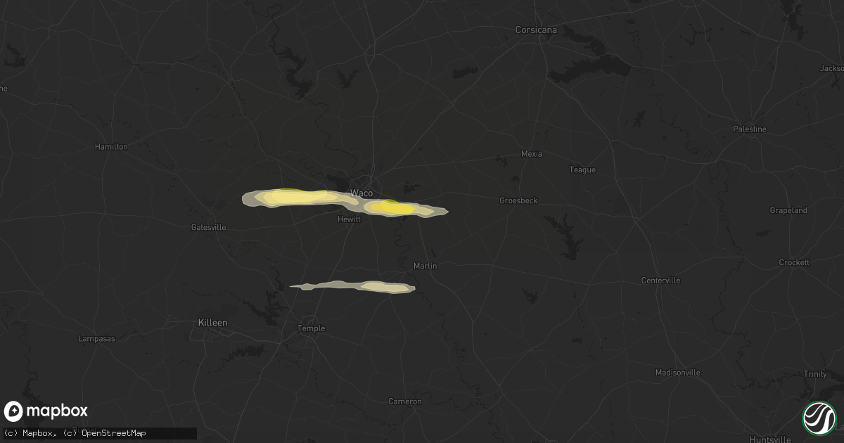 Hail map in Riesel, TX on March 9, 2023