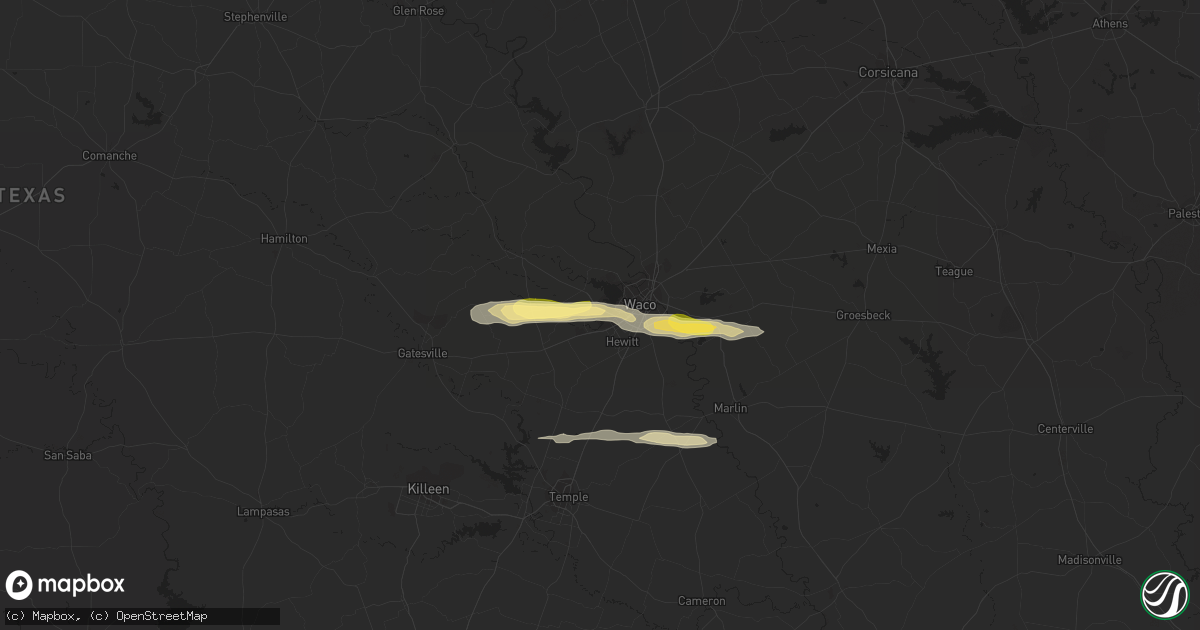 Hail map in Woodway, TX on March 9, 2023