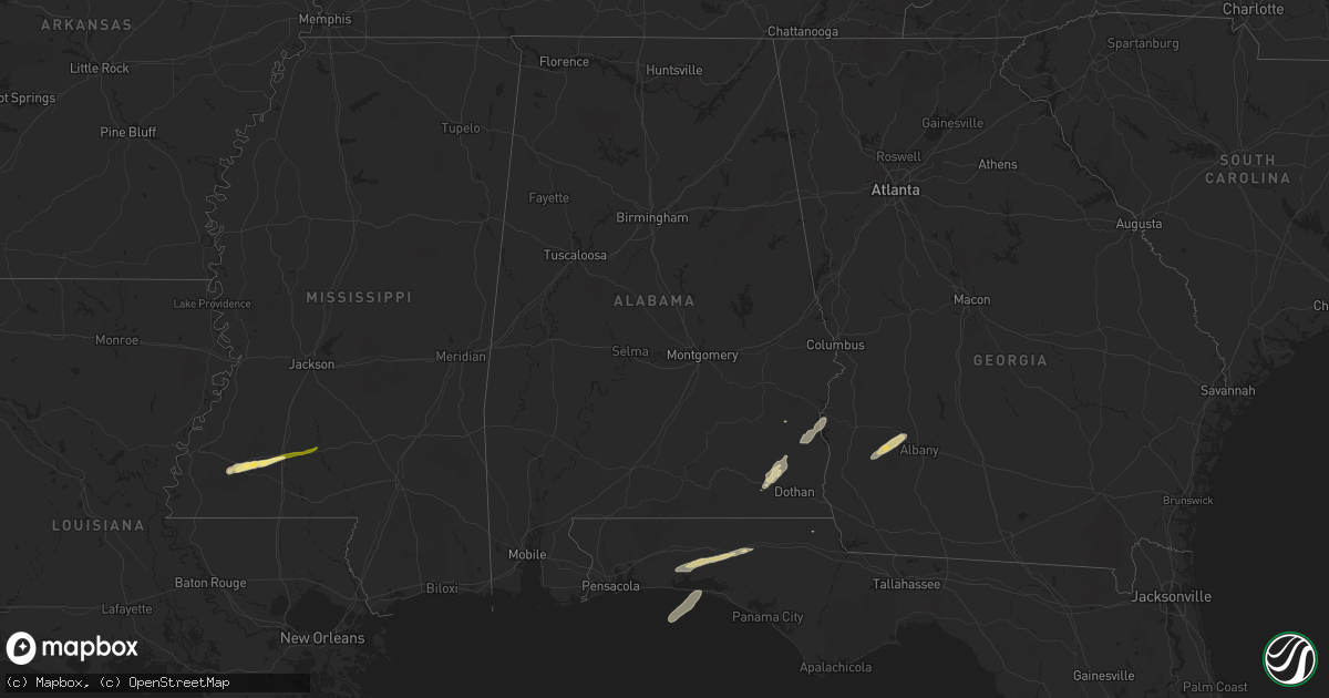 Hail map in Alabama on March 9, 2025