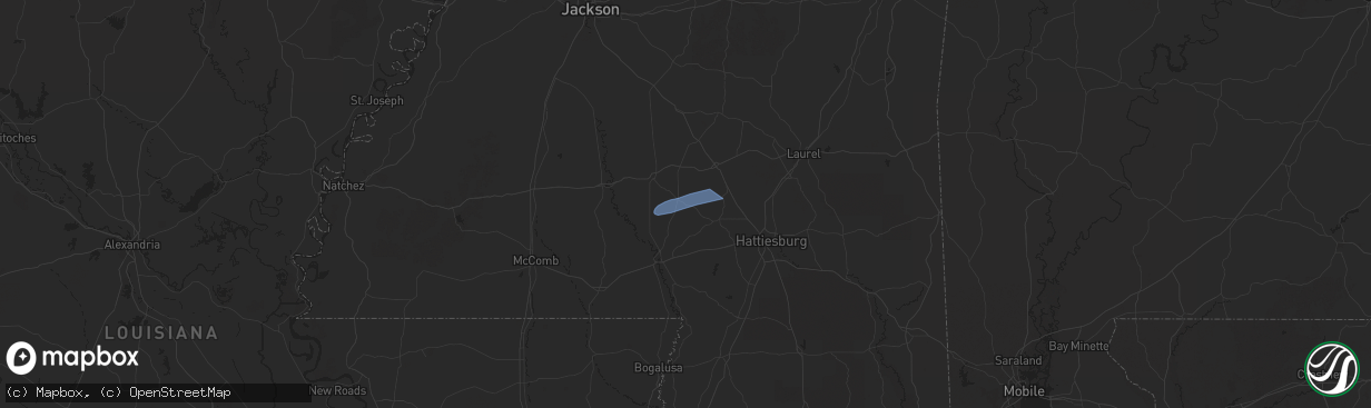 Hail map in Bassfield, MS on March 9, 2025