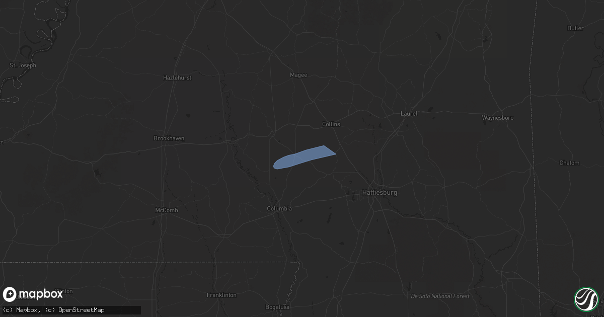 Hail map in Bassfield, MS on March 9, 2025