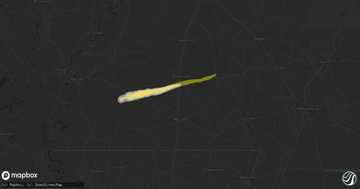 Hail map in Bogue Chitto, MS on March 9, 2025