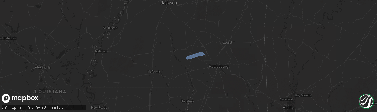 Hail map in Carson, MS on March 9, 2025