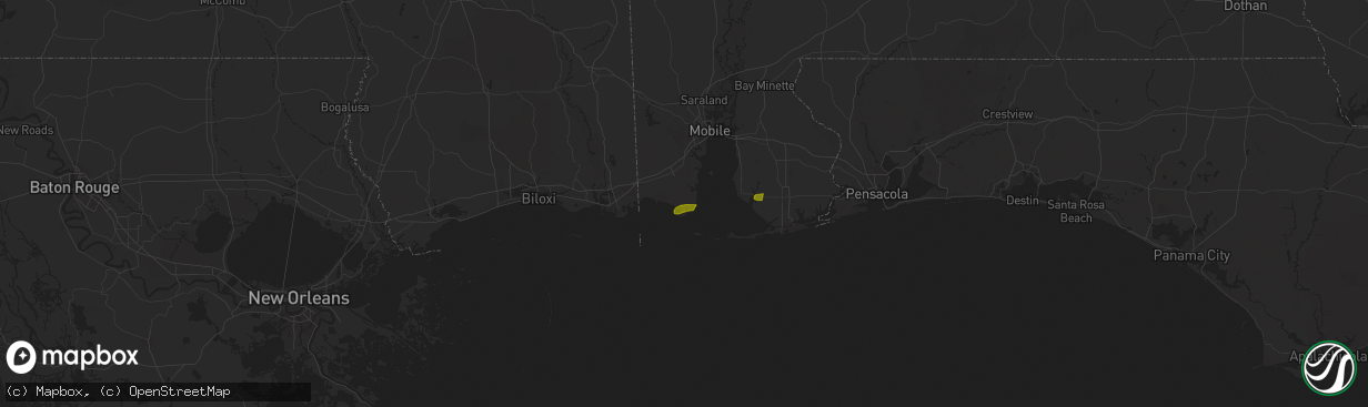 Hail map in Coden, AL on March 9, 2025