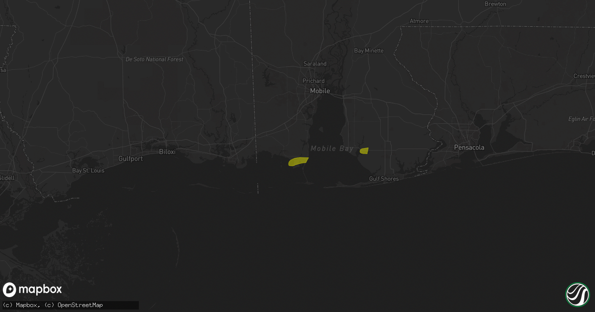 Hail map in Coden, AL on March 9, 2025
