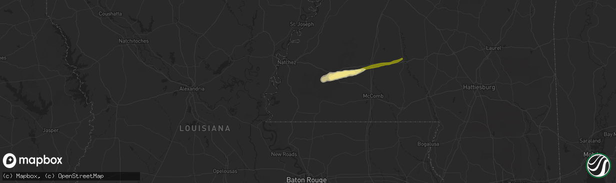 Hail map in Crosby, MS on March 9, 2025