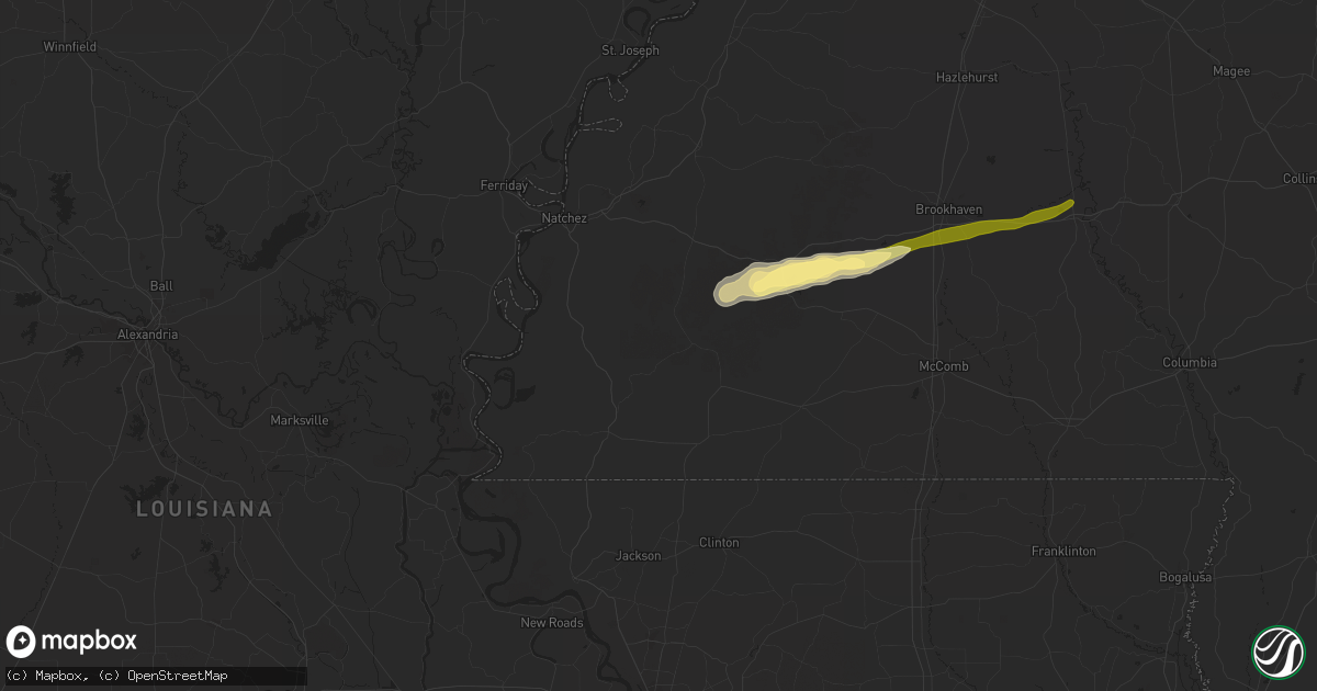 Hail map in Crosby, MS on March 9, 2025