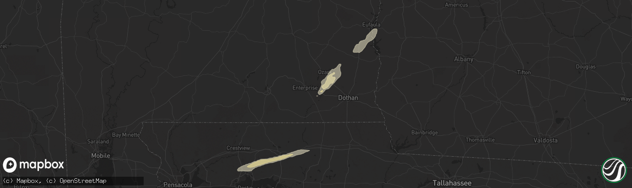 Hail map in Daleville, AL on March 9, 2025