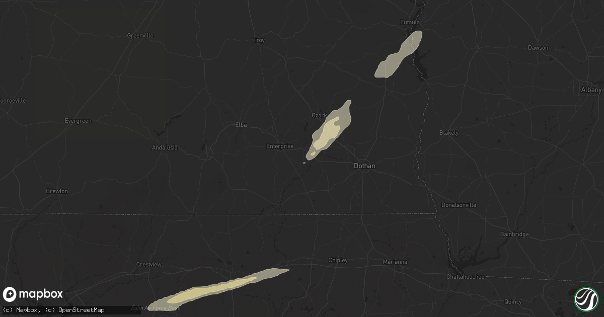 Hail map in Daleville, AL on March 9, 2025