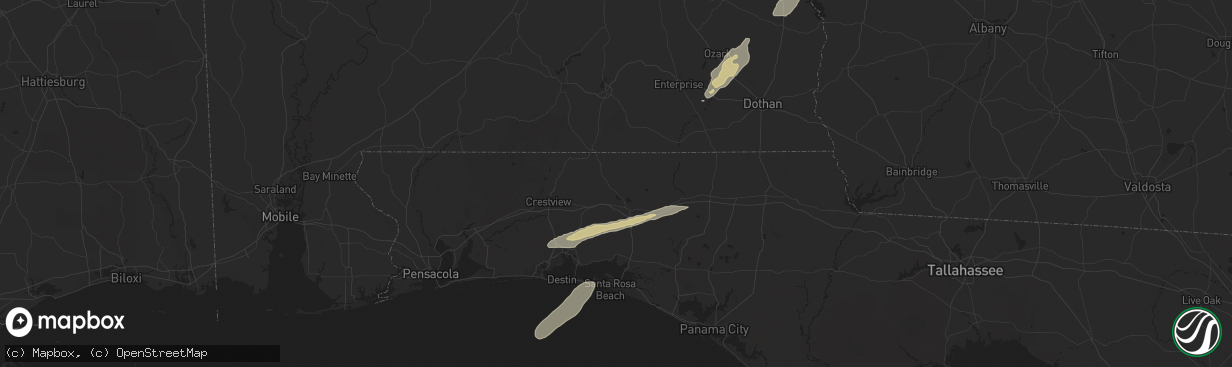 Hail map in Defuniak Springs, FL on March 9, 2025