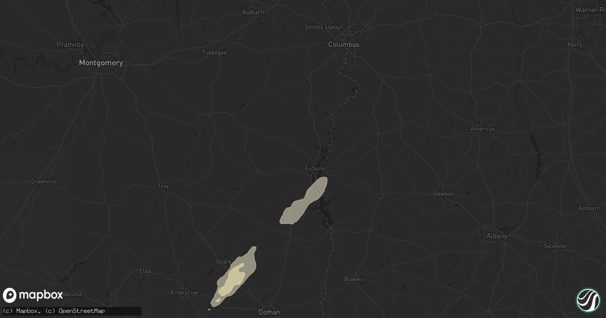 Hail map in Eufaula, AL on March 9, 2025