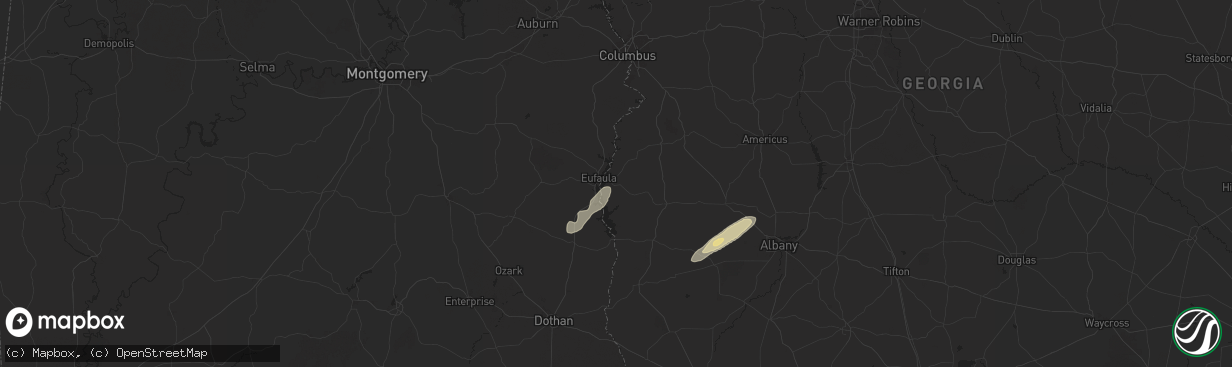 Hail map in Georgetown, GA on March 9, 2025