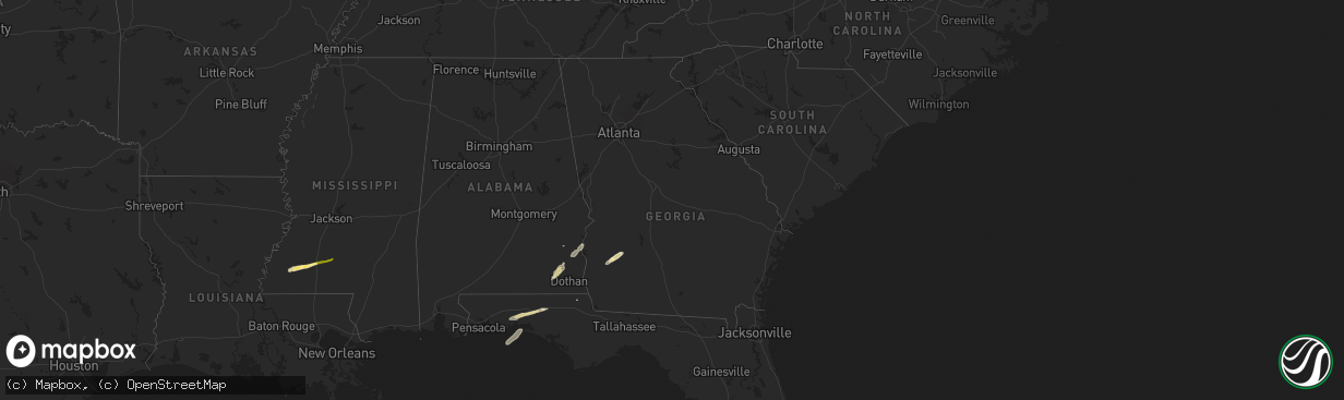 Hail map in Georgia on March 9, 2025