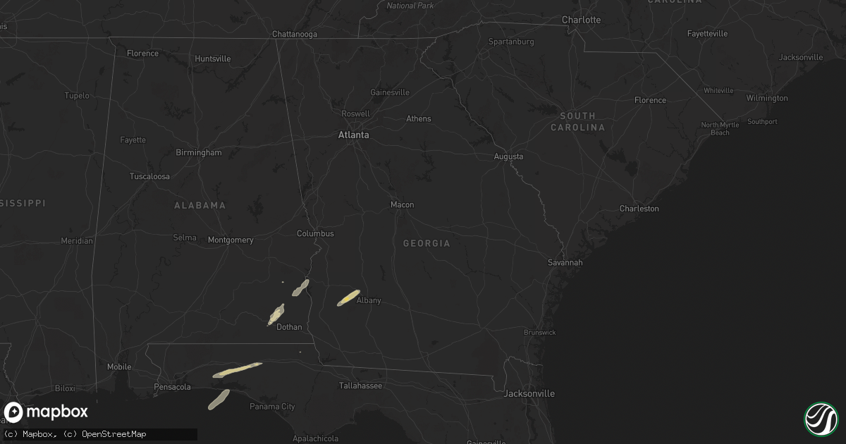 Hail map in Georgia on March 9, 2025