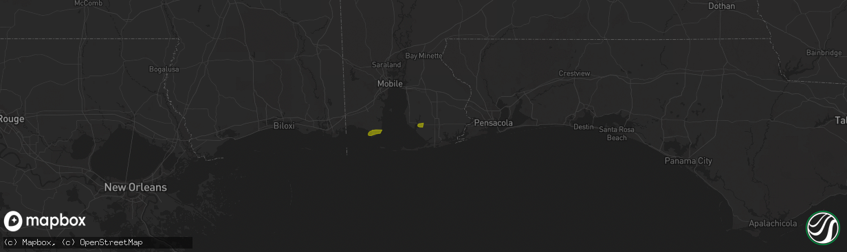 Hail map in Magnolia Springs, AL on March 9, 2025