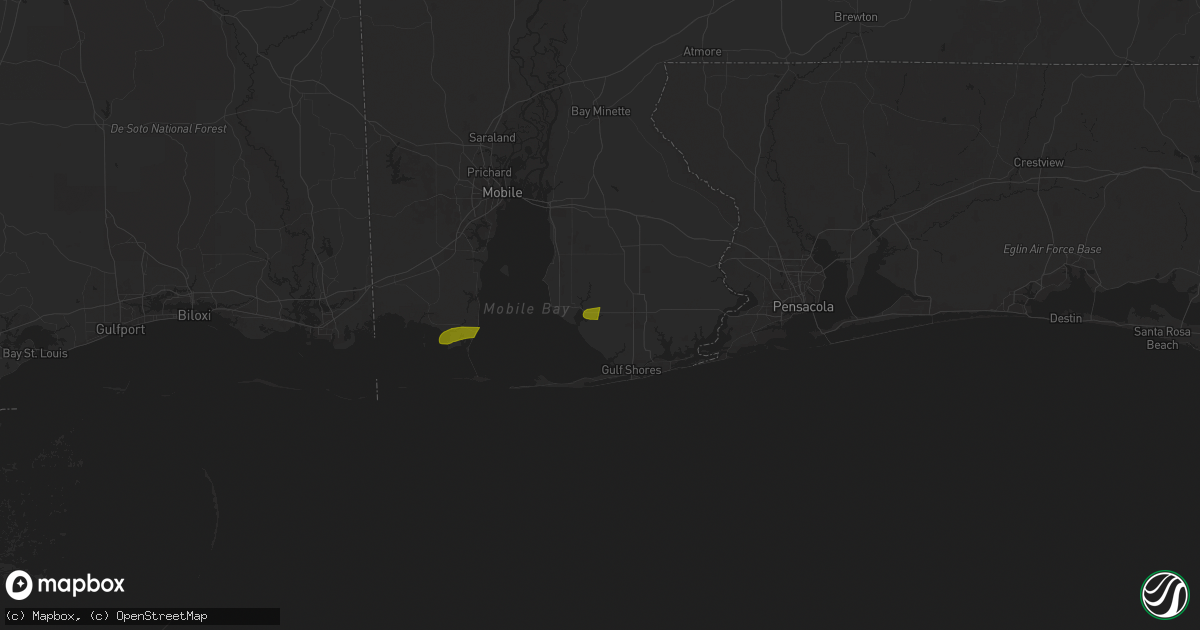 Hail map in Magnolia Springs, AL on March 9, 2025