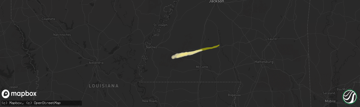 Hail map in Meadville, MS on March 9, 2025