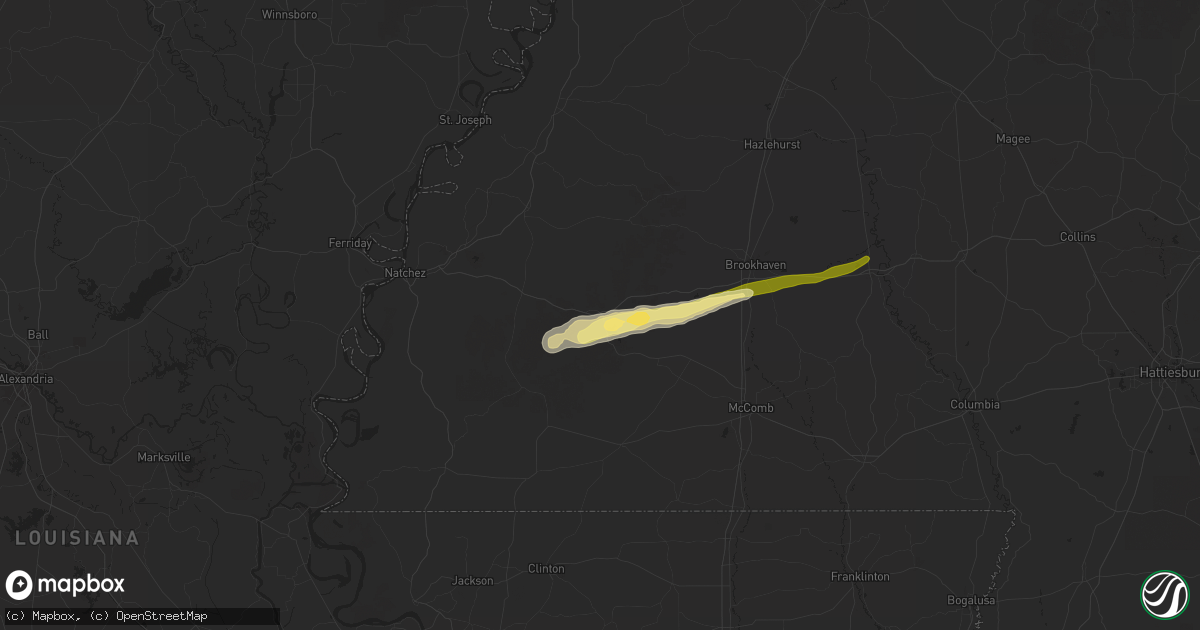 Hail map in Meadville, MS on March 9, 2025