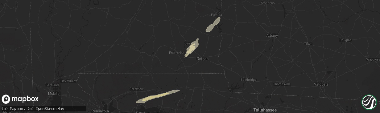 Hail map in Newton, AL on March 9, 2025