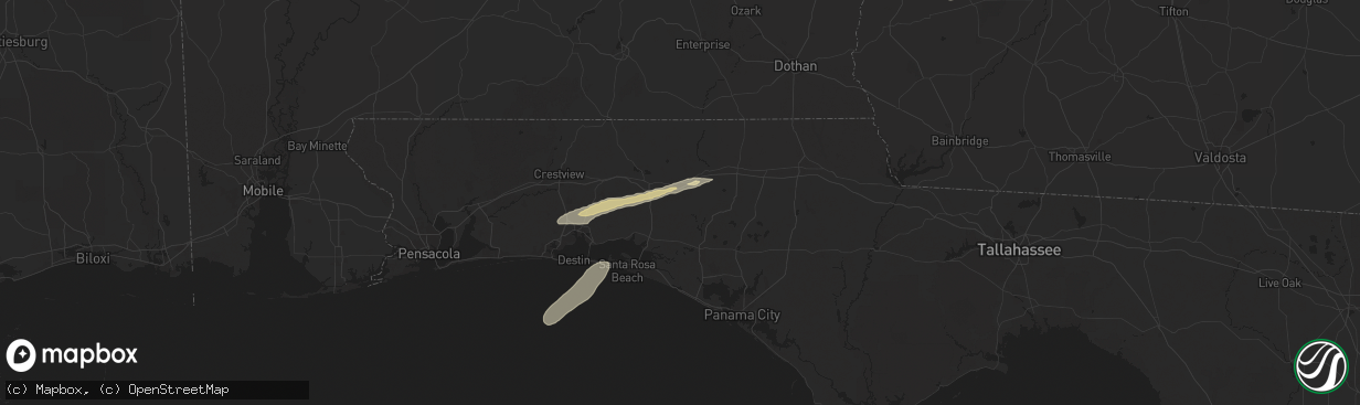 Hail map in Ponce De Leon, FL on March 9, 2025