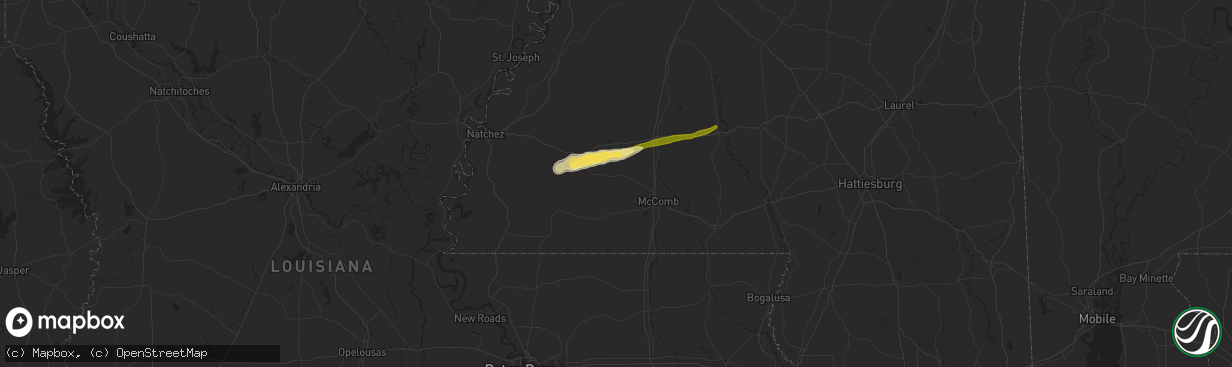 Hail map in Smithdale, MS on March 9, 2025