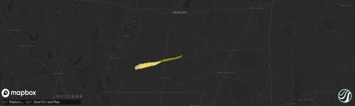 Hail map in Sontag, MS on March 9, 2025