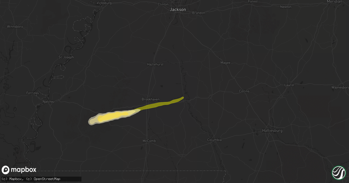 Hail map in Sontag, MS on March 9, 2025