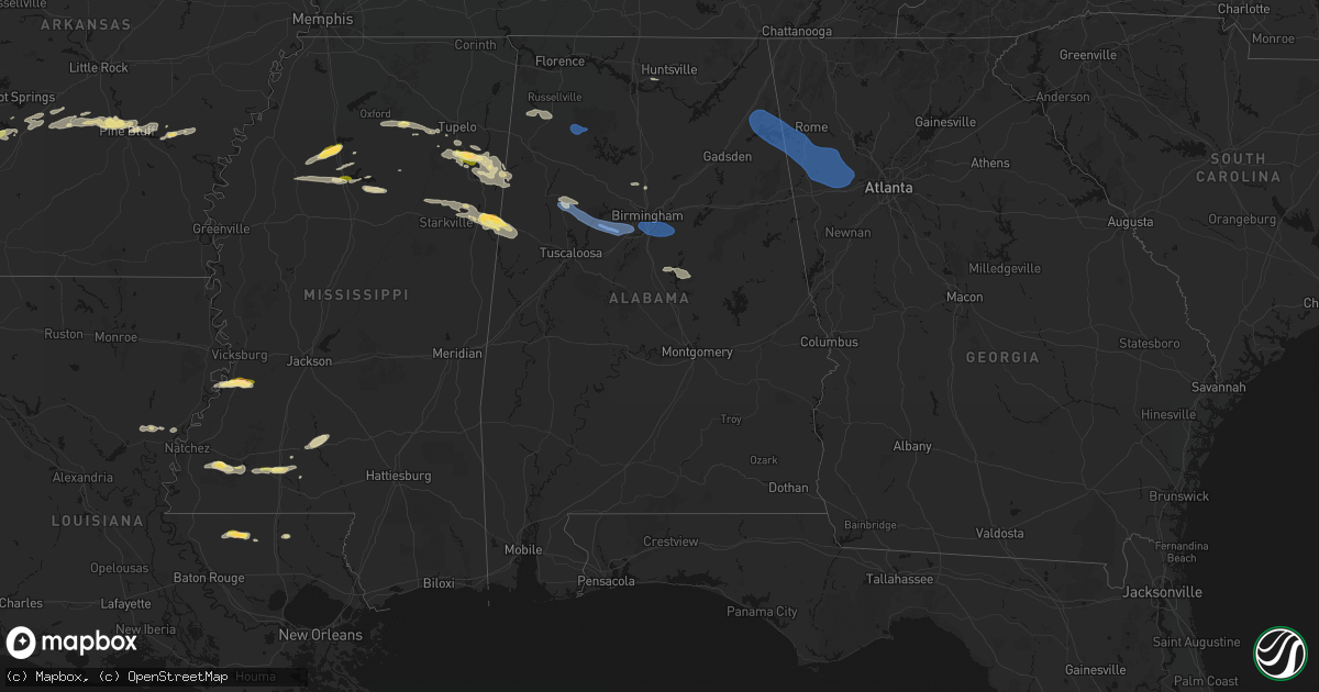 Hail map in Alabama on March 9, 2026