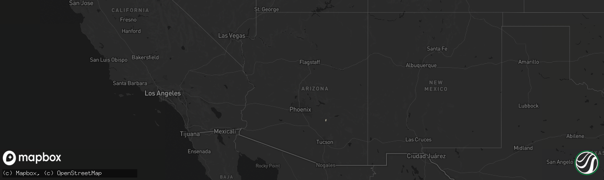 Hail map in Arizona on March 9, 2026