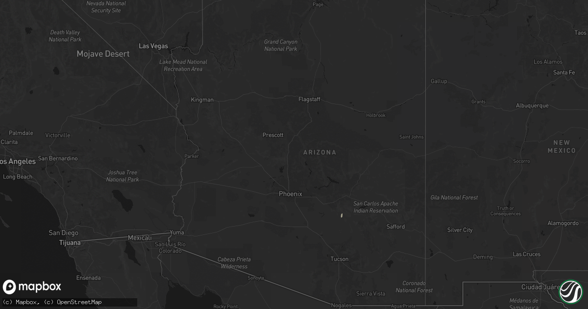 Hail map in Arizona on March 9, 2026