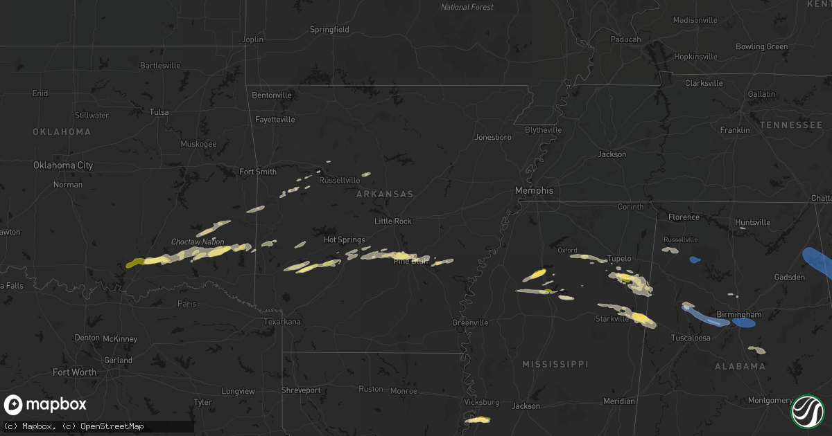 Hail map in Arkansas on March 9, 2026