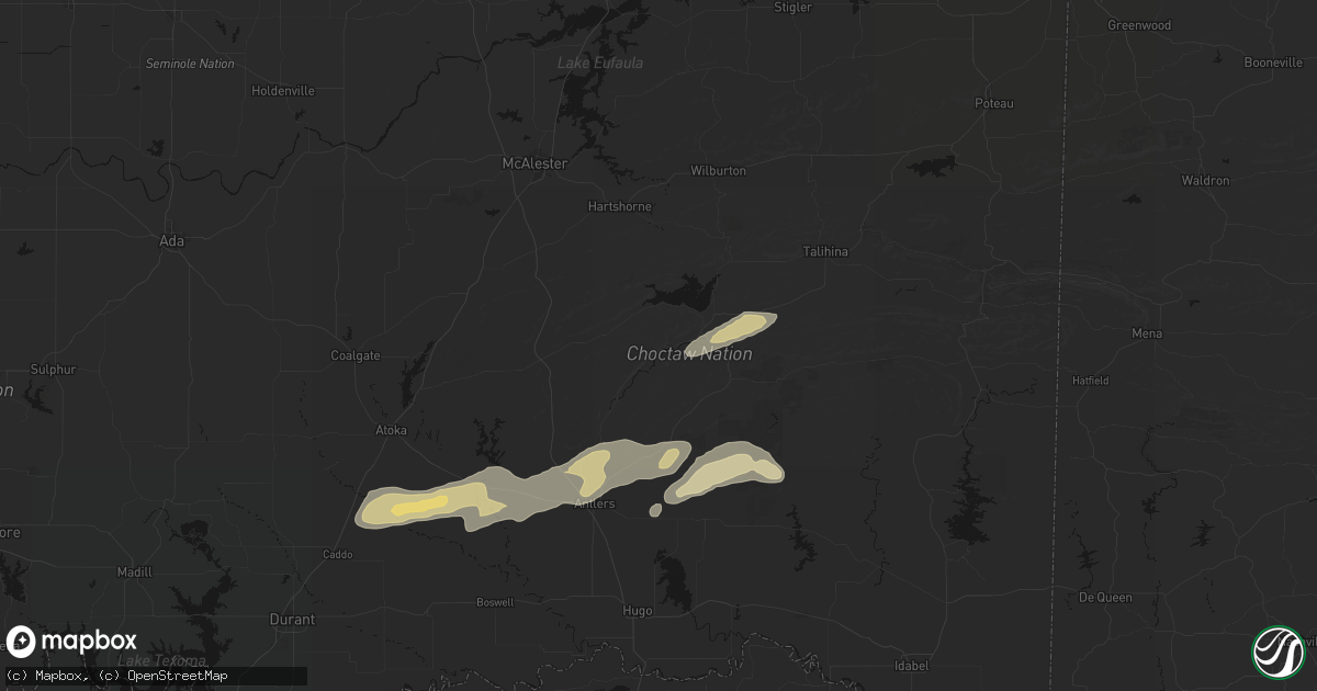 Hail map in Clayton, OK on March 9, 2026