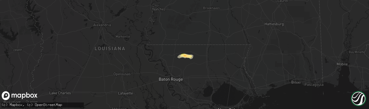 Hail map in Clinton, LA on March 9, 2026