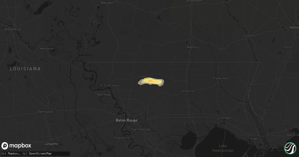 Hail map in Clinton, LA on March 9, 2026
