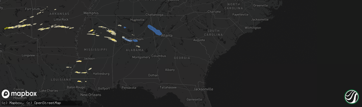 Hail map in Georgia on March 9, 2026
