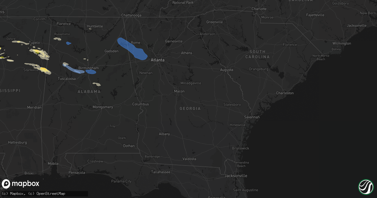 Hail map in Georgia on March 9, 2026