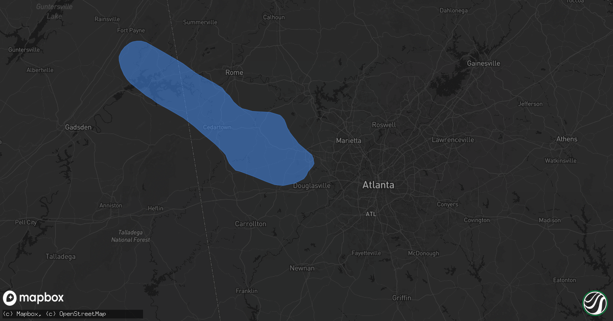 Hail map in Hiram, GA on March 9, 2026