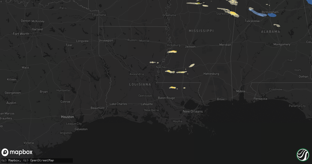 Hail map in Louisiana on March 9, 2026