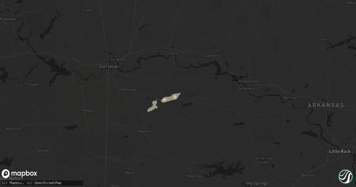 Hail map in Magazine, AR on March 9, 2026