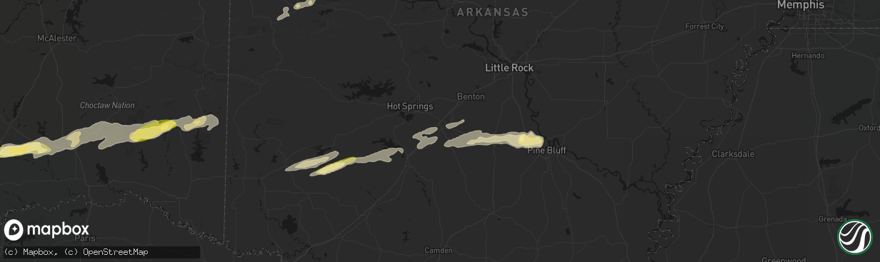 Hail map in Malvern, AR on March 9, 2026