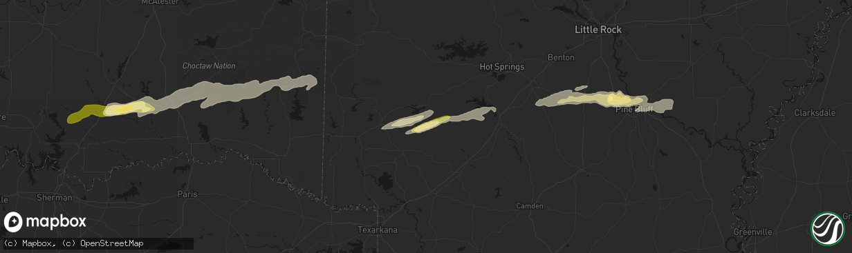 Hail map in Murfreesboro, AR on March 9, 2026