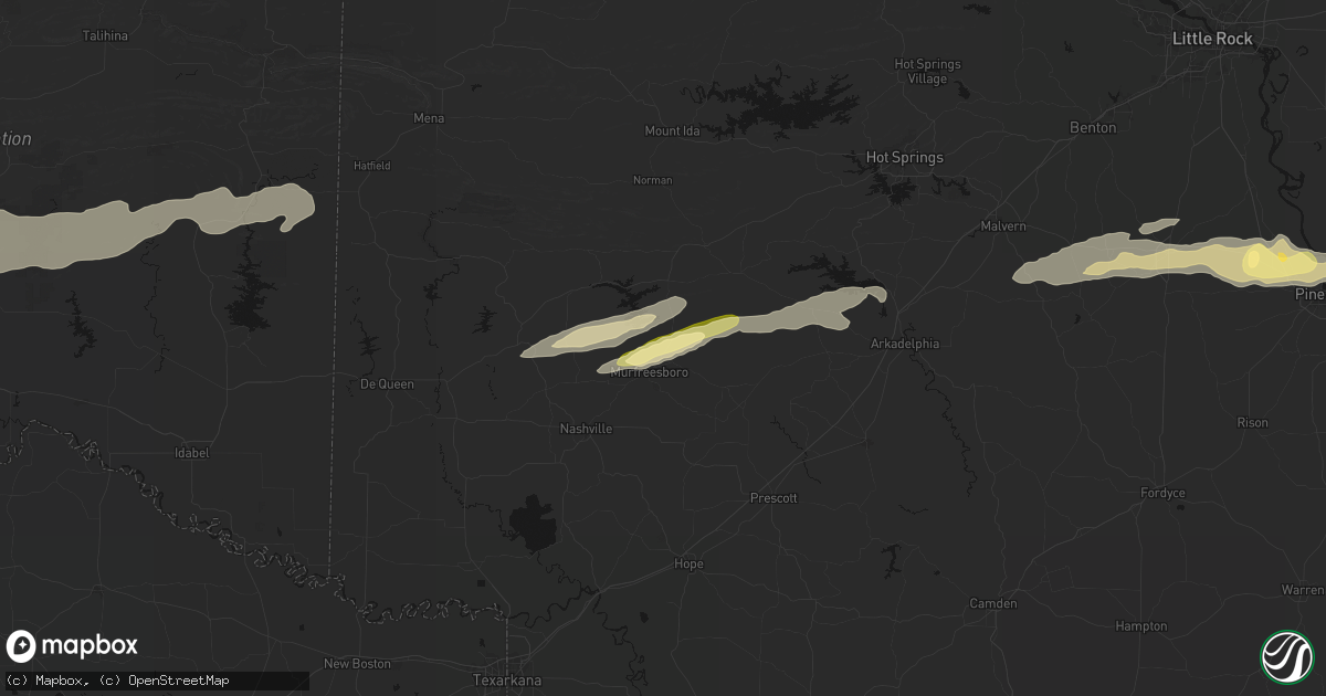 Hail map in Murfreesboro, AR on March 9, 2026