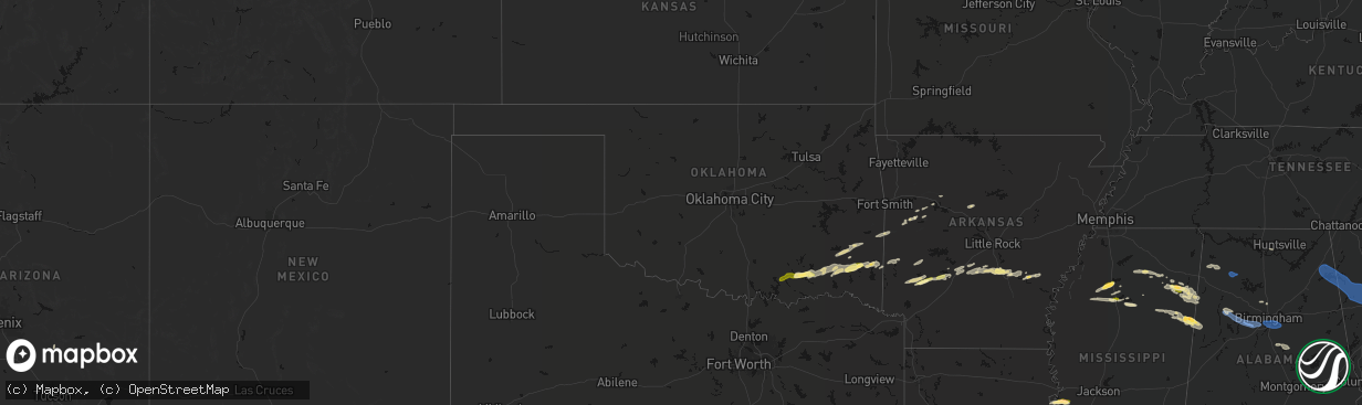 Hail map in Oklahoma on March 9, 2026