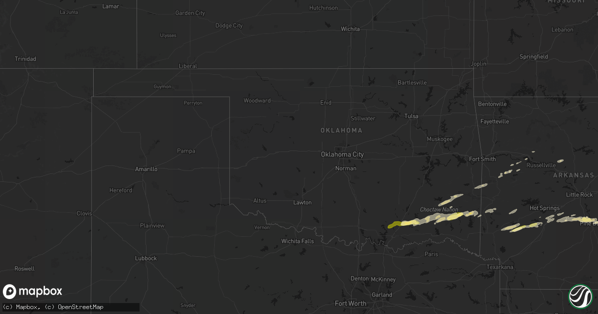 Hail map in Oklahoma on March 9, 2026