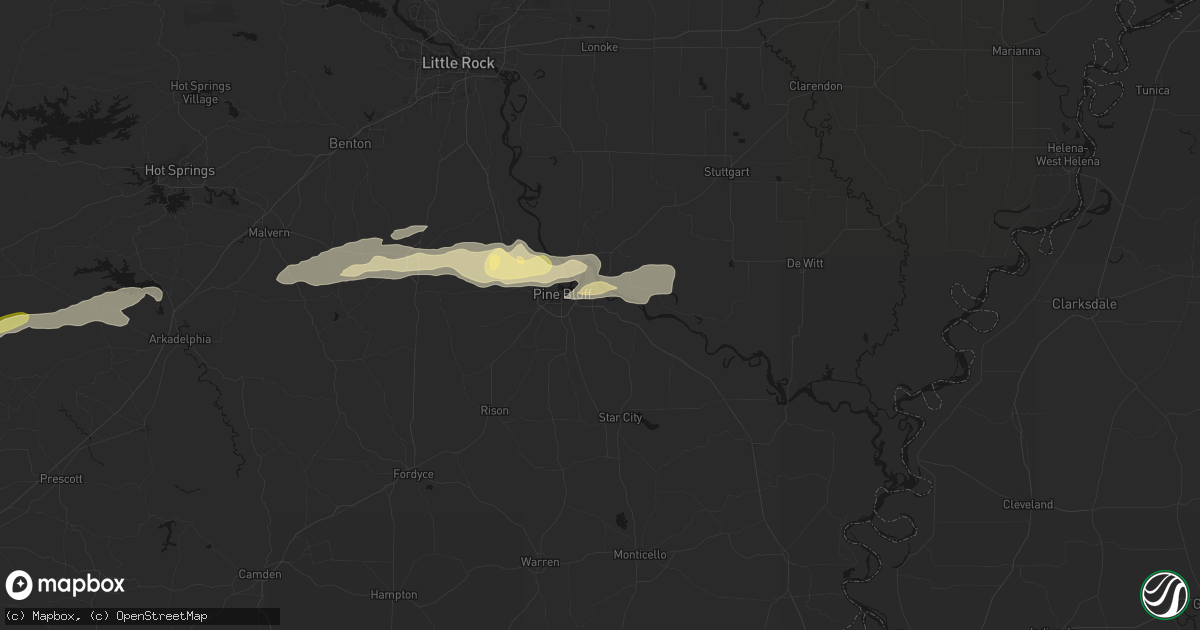 Hail map in Pine Bluff, AR on March 9, 2026