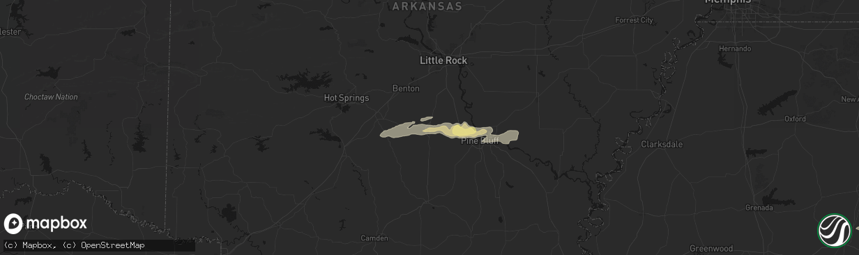 Hail map in Sheridan, AR on March 9, 2026