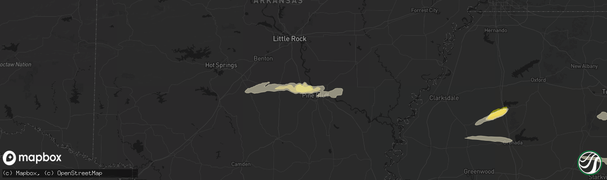Hail map in White Hall, AR on March 9, 2026